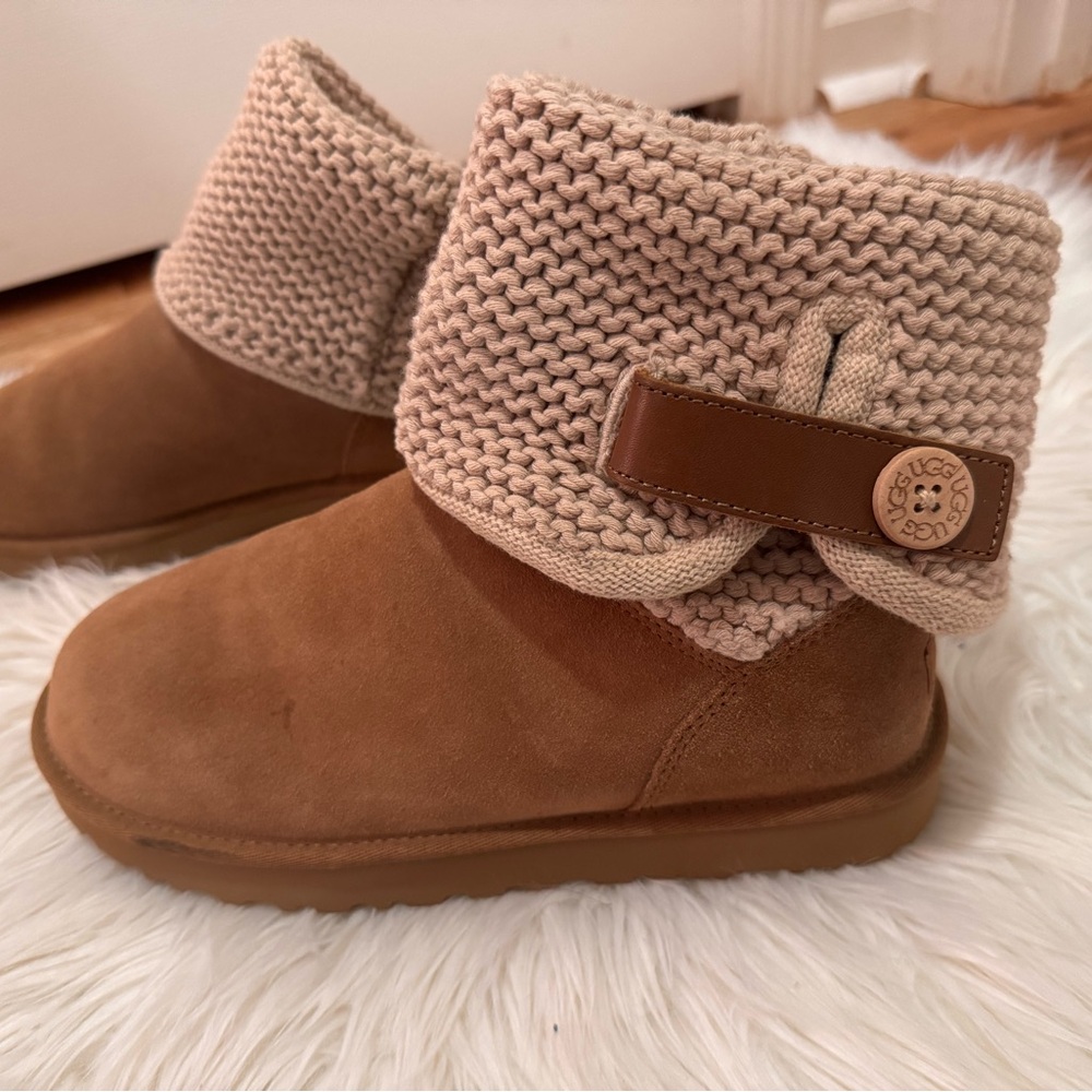 UGG SHAINA WOMEN CONVERTIBLE MINI TALL BOOTS SUEDE CHESTNUT